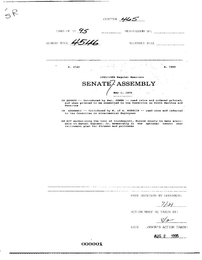 NYS Bill and Veto Jackets: 1995, Chapter 465