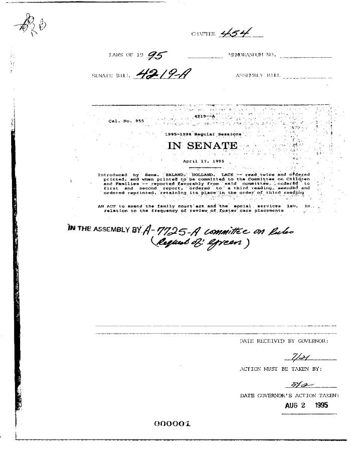 NYS Bill and Veto Jackets: 1995, Chapter 454