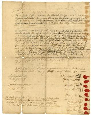 Indian deed to Jacob Mase and others for land on both sides of the Hudson River, 1740