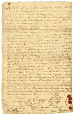 Indian deed to Michael Duning of land on the west of the Hudson river, 1734