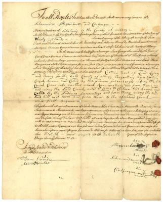 Indian deed to Bartholomew Vroman and others of land in the county of Albany, 1742