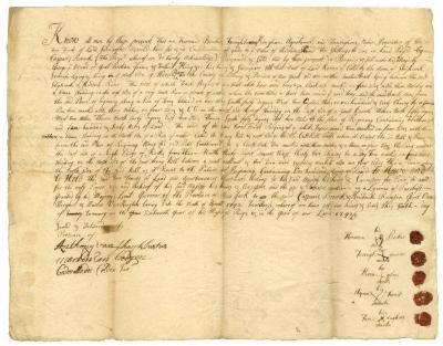 Indian deed to Casparis Bronck of land on the west side of the Hudson River, 1743