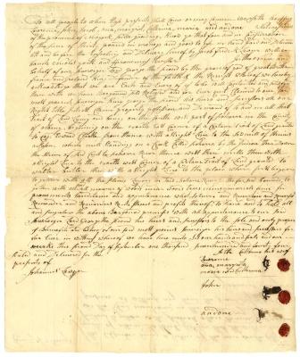 Indian deed to Jacob Frederick Lawyer and others of land southwest of Schoharie, 1744