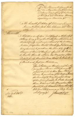 Petition of Johannes Lawyer and others to purchase land southwest of Schoharie, 1742