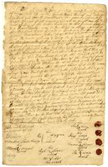 Indian deed to Daniel Denton of land on the west side of the Hudson River, 1734