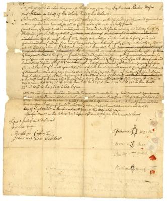 Indian deed to Phillip Livingston and others of land above Saratoga, 1743