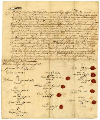 Indian deed to Daniel Kettelhuyn and others of land east side of the Hudson River, 1732