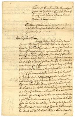 Petition of John Ogilvie for land in Minisink, Ulster county, 1734