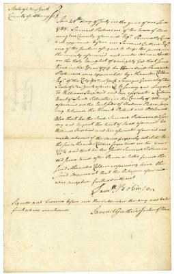 Affidavit of Samuel Robinson regarding land survey for William Shepherd, 1785