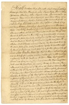 Indian deed to John Glen and Christophel Yates for land on the Sacondago river, 1784