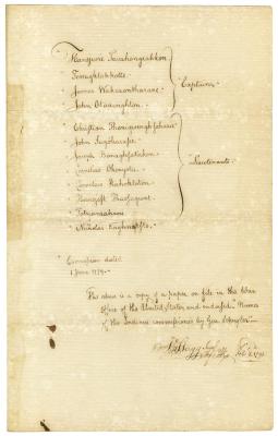 List containing the names of Indians commissioned by General Schuyler, on the 1st June, 1779