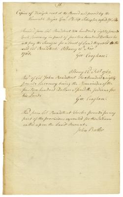 Receipts from George Croghan for land purchased by John Bradstreet, 1769