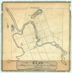 Map of a village laid out in the mile square in the St. Regis Reservation, 1820 