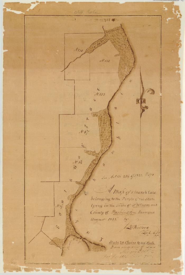 Map of Five Marsh Lots in the Town of Putnum and County Washington. Map #47B