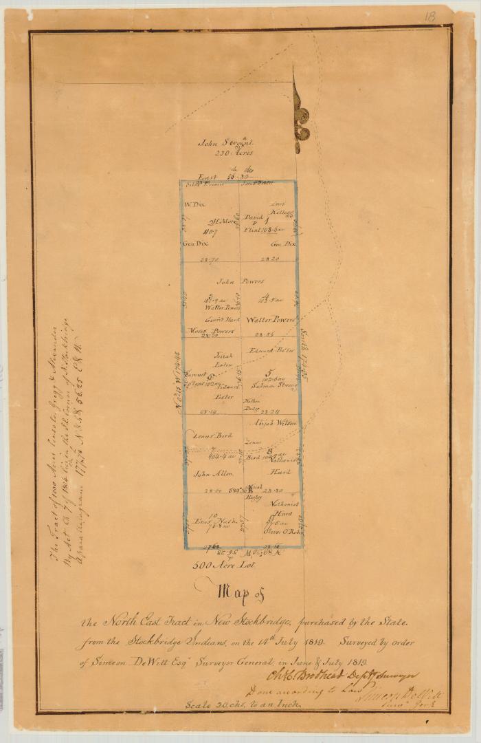 Map of Northeast Tract in New Stockbridge. Map #18B