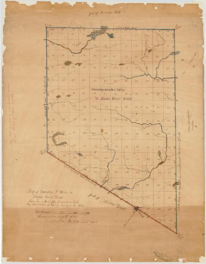 Map of Township No. 9 in Moose River Tract. Map #42