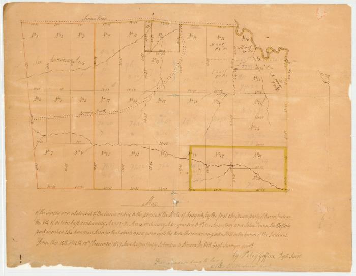 Map of the survey and allotment of land ceded to the people of the State of New York by the first Christian party of Oneida Indians containing 2352 acres, 1829