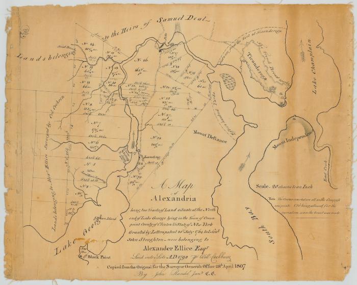 Map of Alexandria, being two tracts of land situate at the north end of Lake George. Map #96