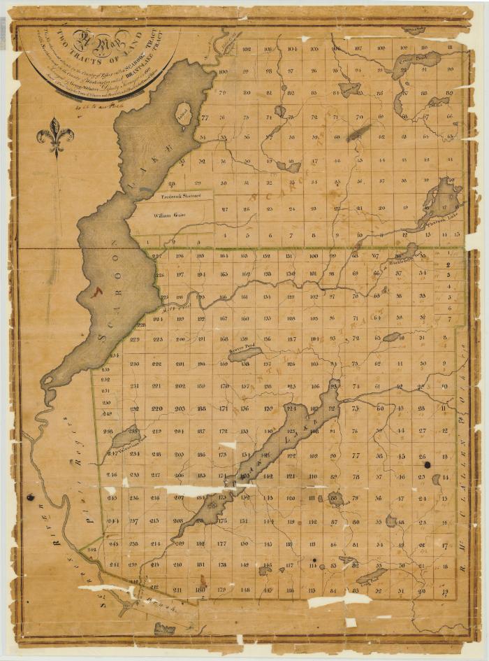 Map of two tracts of land called Scaroon Tract and Brant Lake Track. Map #49