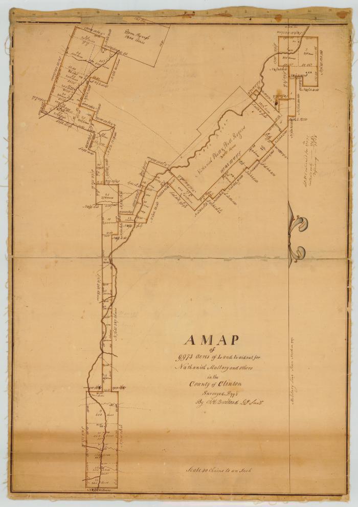 Map of 9,973 acres of land laid out for Nathaniel Mallory and others. Map #98