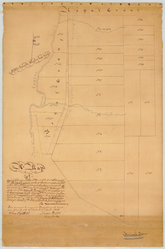 Map of part of Glen's Purchase, and part of the 1st allotment of the Royal Grant. Map #55