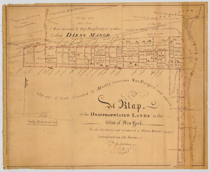 Map of unappropriated lands southward and eastward of Dies's Manor. Map #165