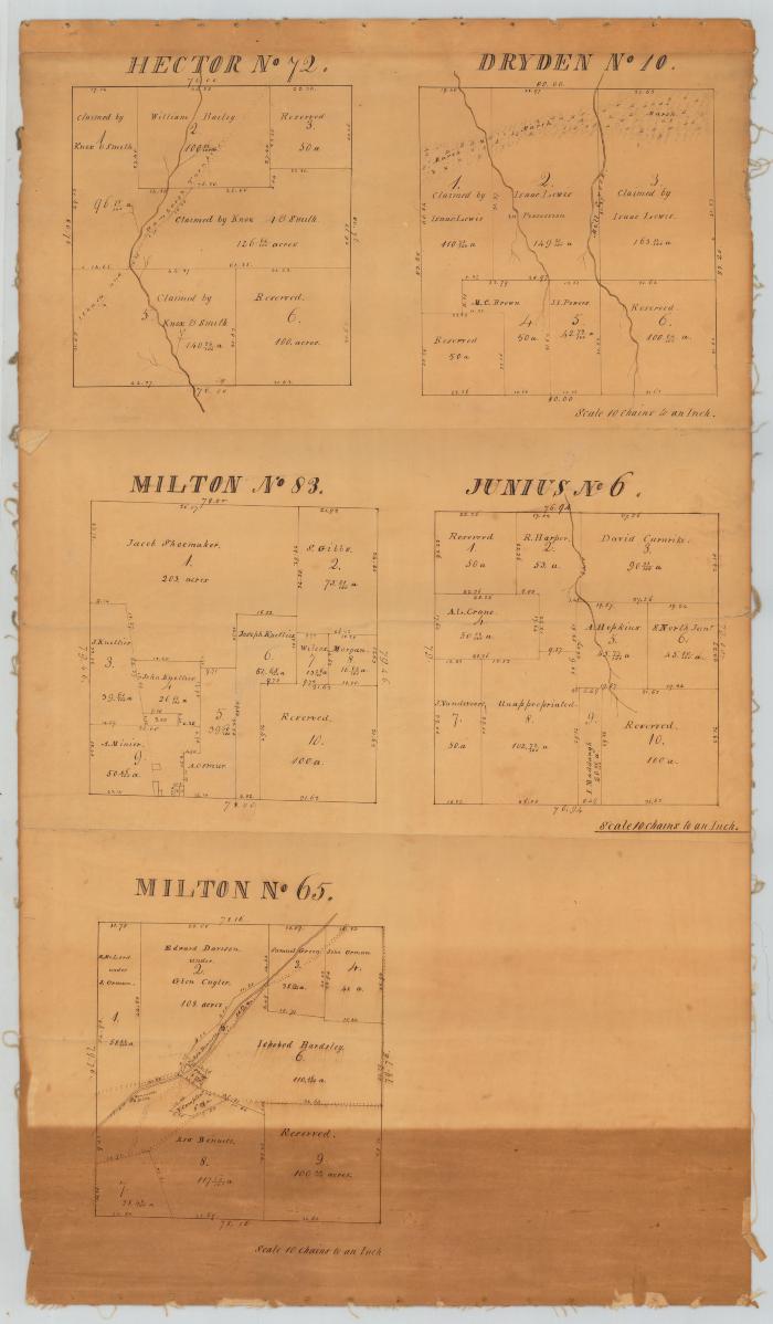 Map of Hector No. 72, Dryden No. 10, Milton No. 65 and 85 and Junius No. 6. Map #242