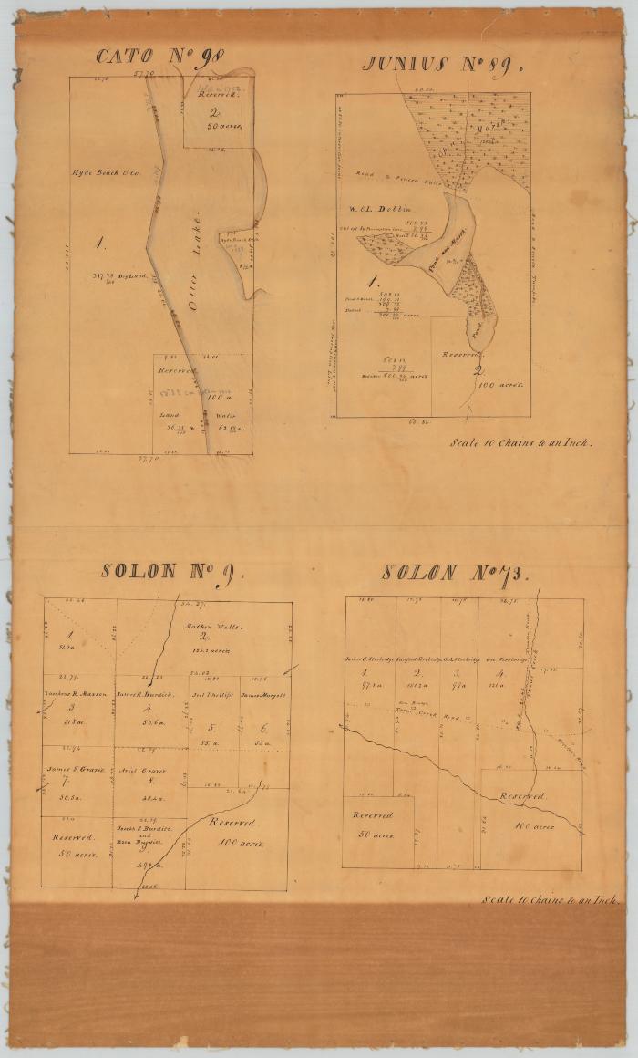 Map of Cato No. 98, Junius No. 89, Solon No. 9 and Colon No. 73. Map #243