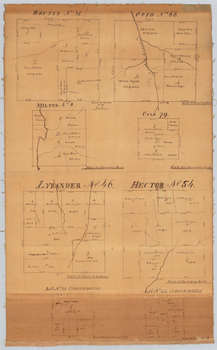 Map of Brutus No. 81, Ovid No. 66 and 79, Milton No. 8, Lysander No. 46, Hector No. 54 and Cincinnatus No. 30 and 45. Map #246