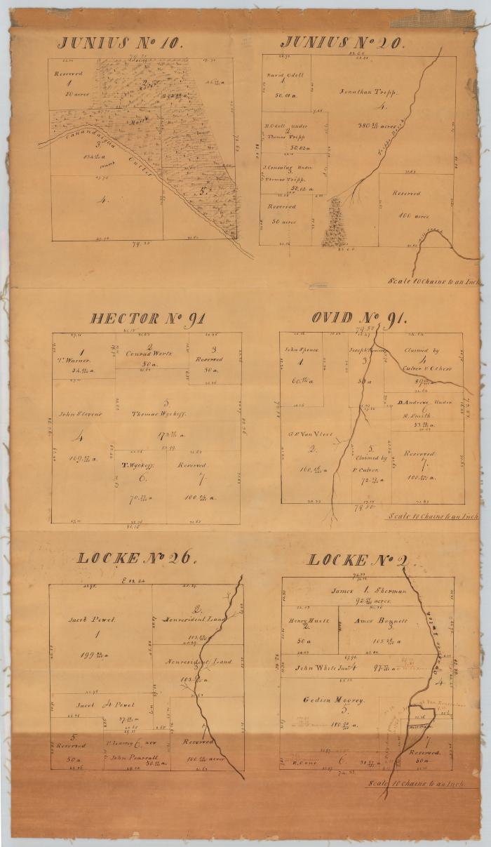 Map of Junius No. 10 and 20, Hector No. 91, Ovid No. 91 and Locke No. 2 and 26. Map #241