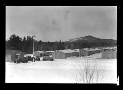 Exterior view of the barracks at the CCC camp at Barnum Pond near Paul Smith's