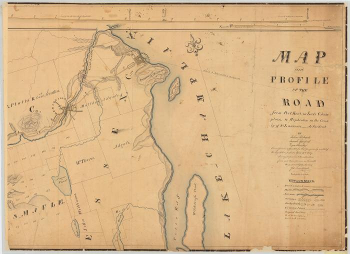 Map and profile of the road from Port Kent to Hopkinton. Map #350A