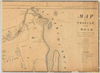 Map and profile of the road from Port Kent to Hopkinton. Map #350A