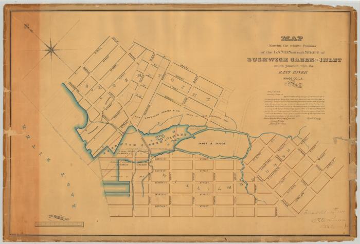 Map showing lands on the shores of Bushwick creek or inlet. Map #463