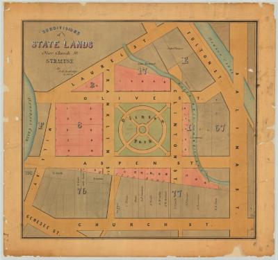 Map of Subdivisions of lands near Church Street, Syracuse. Map #458_3