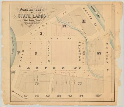 Map of Subdivisions of lands near Church Street, Syracuse. Map #458B