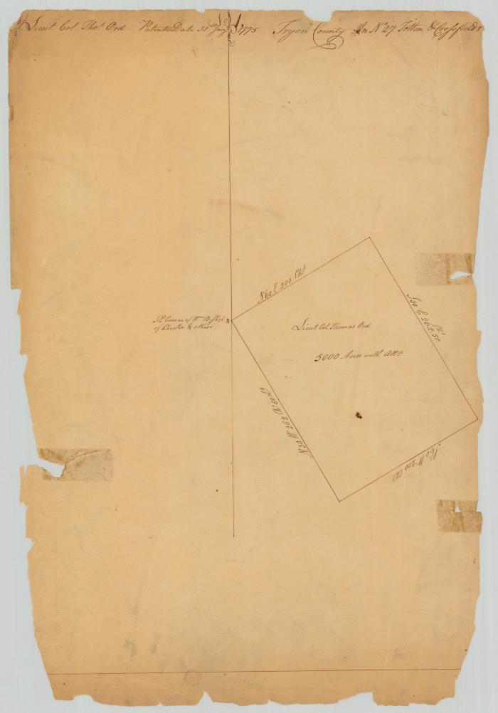 Survey of land for Thomas Ord, 5000 arces in Township No. 27, Totten and Crossfield's Purchase. Map #600