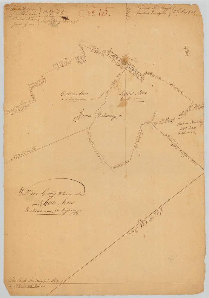 Survey of land for James Delaney and William Corey, 1737.  Map #614