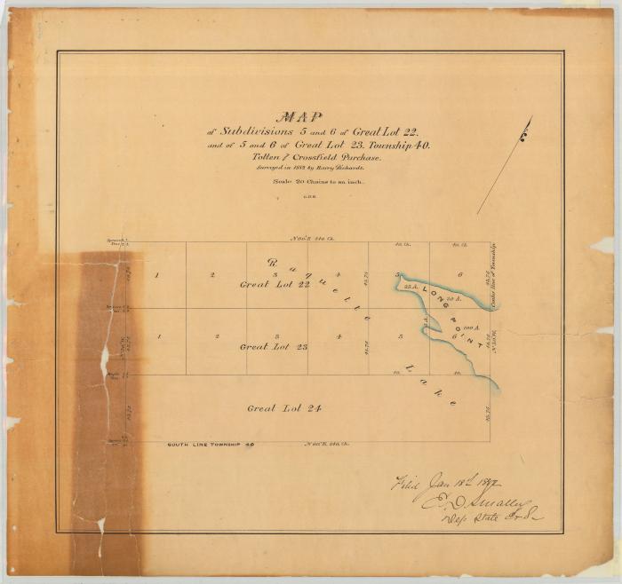 Totten and Crossfield's Purchase, Township 40, subdivisions of lots 22 and 23. Map #498