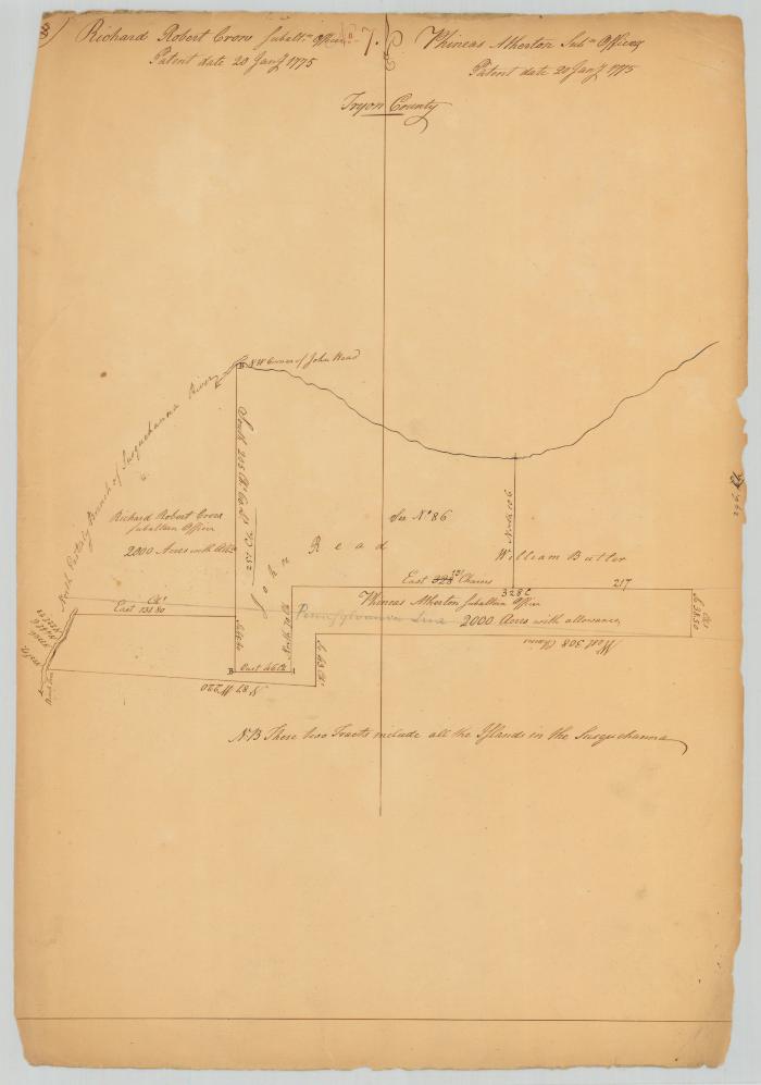 Survey of land for R. R. Crow and Phineas Atherton, 1775, Tryon County. Map #606