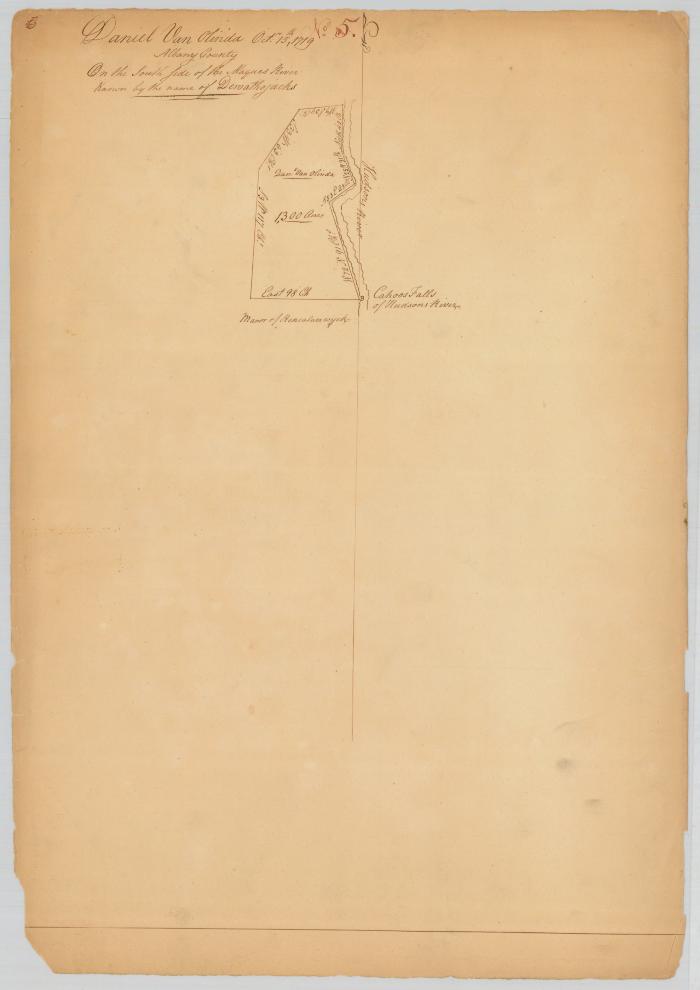 Survey of land for Daniel Van Olinda. 1719, 1,300 acres. Albany County. Map #604