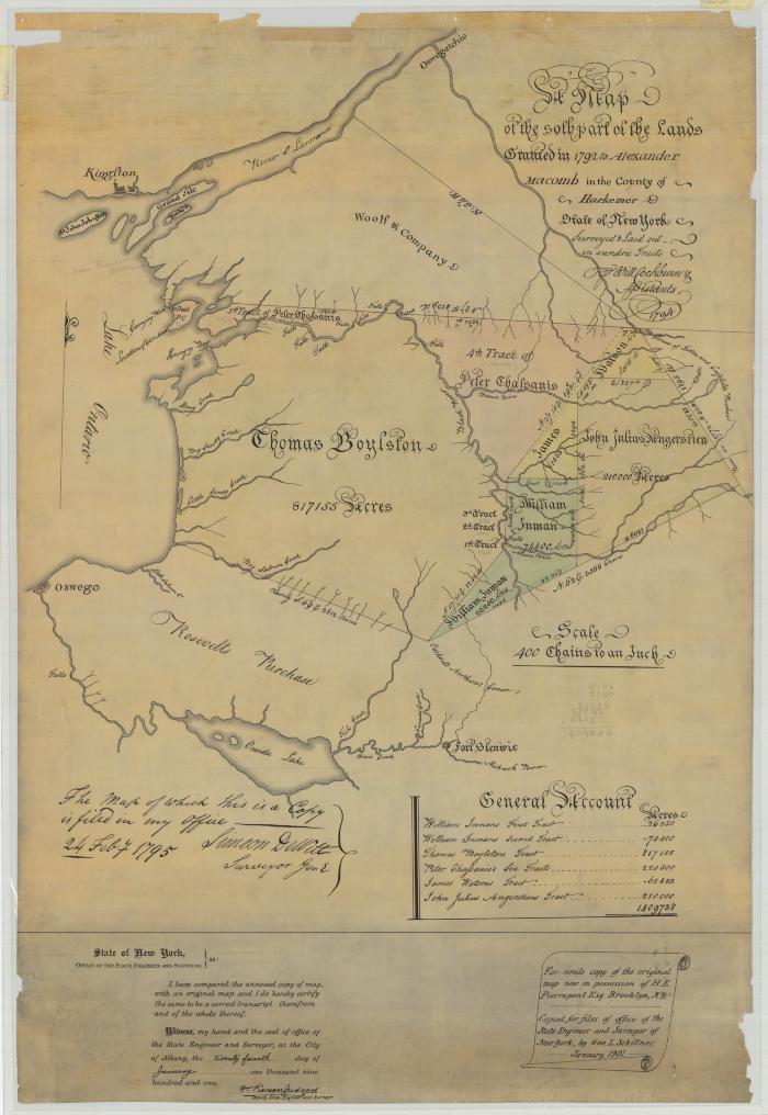 Macomb's Purchase, south part showing Lewis, Jefferson and Oswego Counties. Map #585