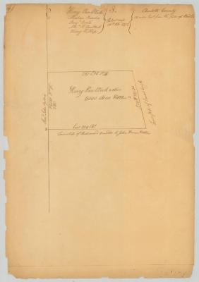 Survey of land for Henry Van Vleek. 5,000 acres on Wood creek, 12 miles east from falls. Charlotte County. Map #602