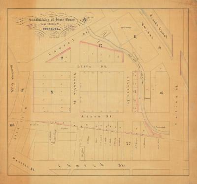 Map of State Lands at Syracuse, N. Y., with subdivisions. Map #496A