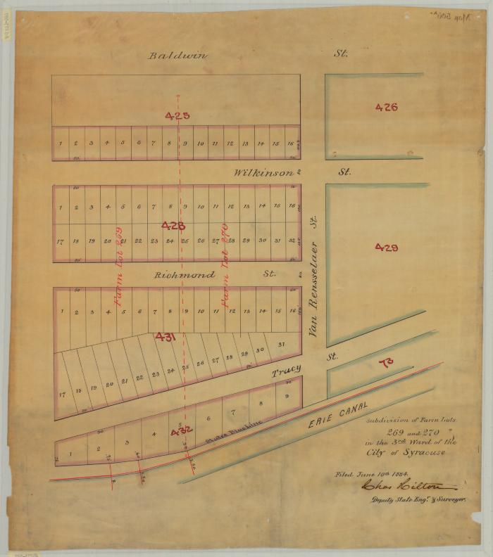 Map of Third ward, Syracuse, Lots 269 and 270. Map #597