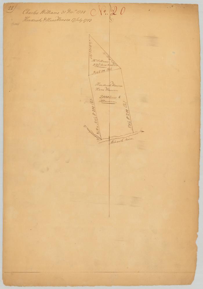 Survey of land for Hans and Hendrick Hensen and Charles Williams. Map #620