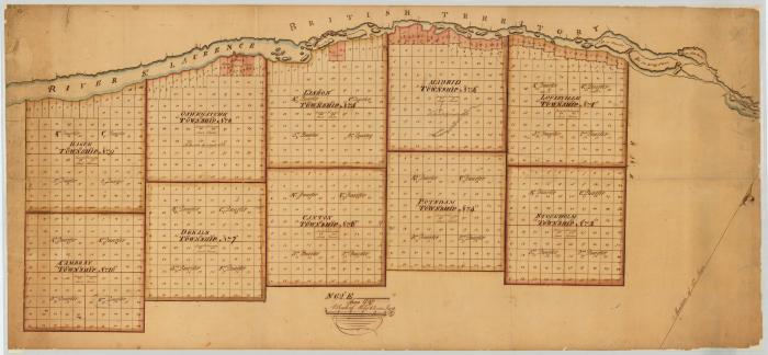 Map of the two Northern Ranges of Townships in St. Lawrence County. Map #214