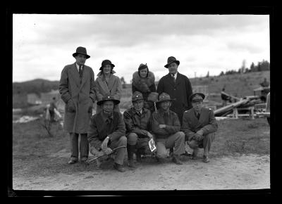 Civilian Conservation Corps officers and civilians at a CCC camp near Barnum Pond, Franklin County