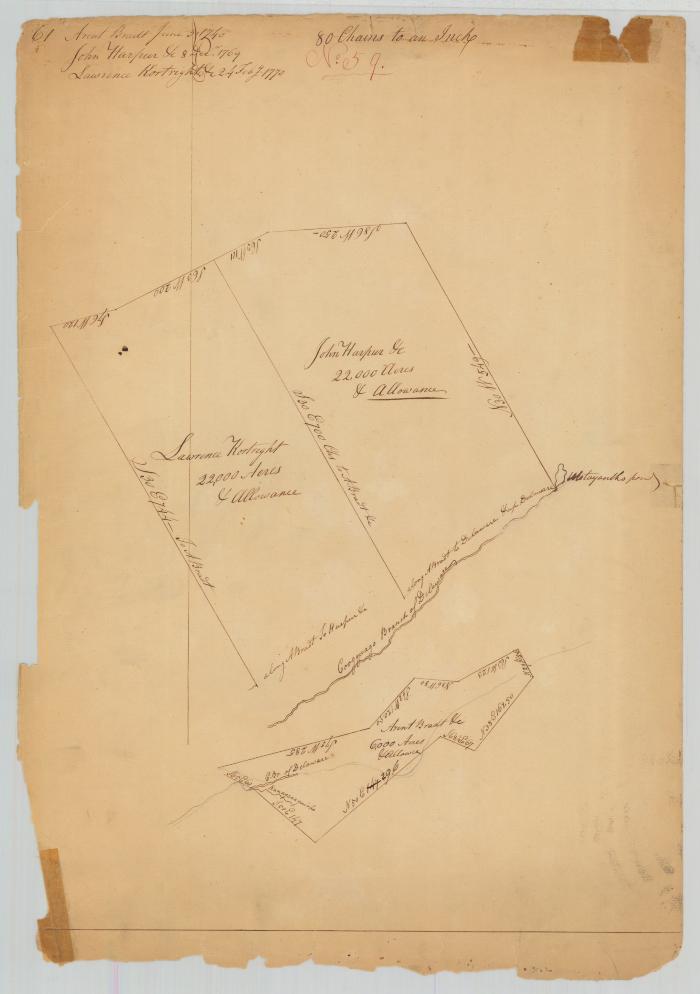 Survey of land for Lawrence Kortright, John Harpur and Arent Bradt. Map #659