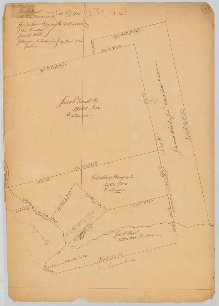 Survey of land for Jacob Borst, Goldsbrow Ranyar and others. Map #643A